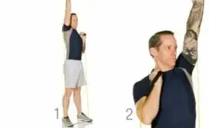 Alternerande axelpress med gummiband  En bra övning som ger bra träning av axlarna men även tränar balans, kroppskontroll och bål.