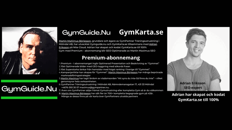 Hey, I’m Martin Maximus, The GymPartner I’m a small business owner living in Gothenburg, Sverige. I am a fan of gym, business, and design. I’m also interested in fitness and web development.  Martin Maximus have sold more than 700+ complete used gyms in 40 years Many of these can be found on our map of GymPartner's selected partners